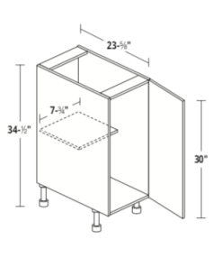 24" Deep Single Full Height Door Base