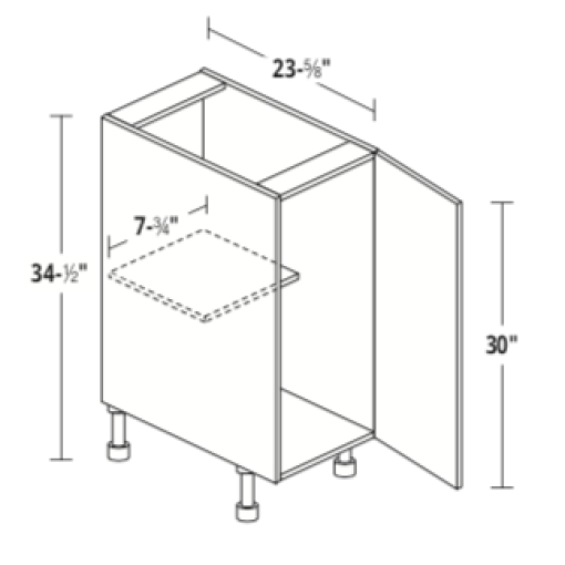 24" Deep Single Full Height Door Base