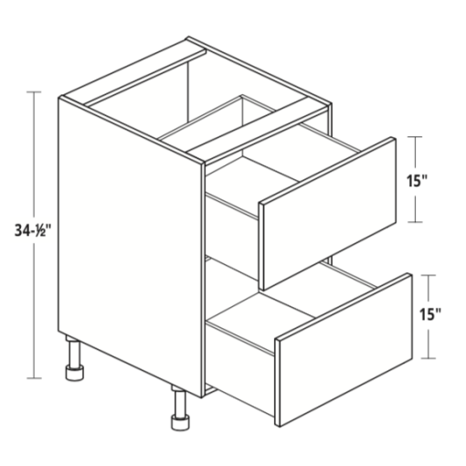 24" Deep 2 Drawer Base
