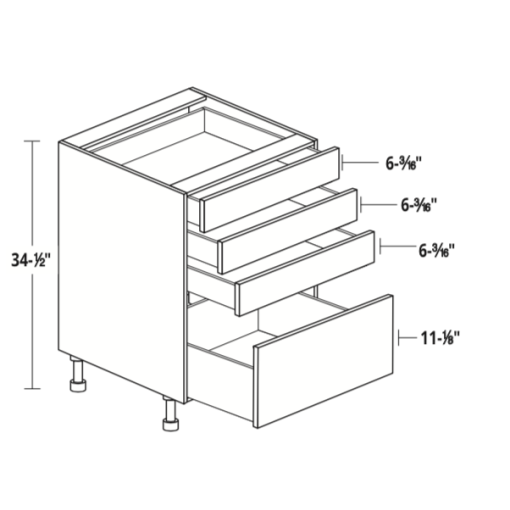 24" Deep 4 Drawer Base