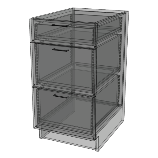 3 Drawer Base - White Melamine Box - MDF Doors