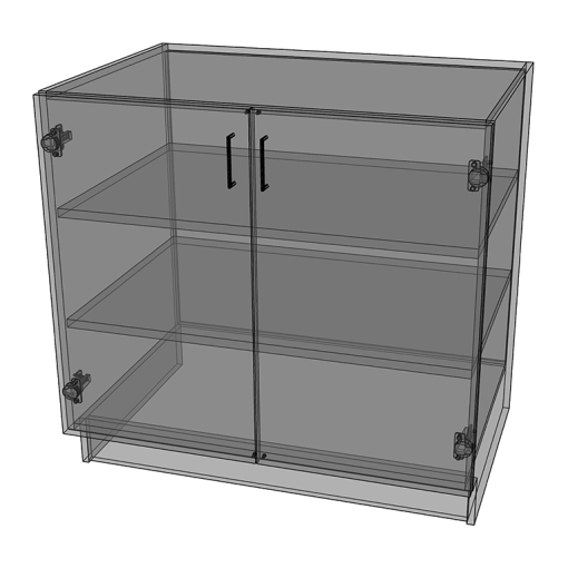 2 Full Height Doors Base - White Melamine Box - MDF Doors