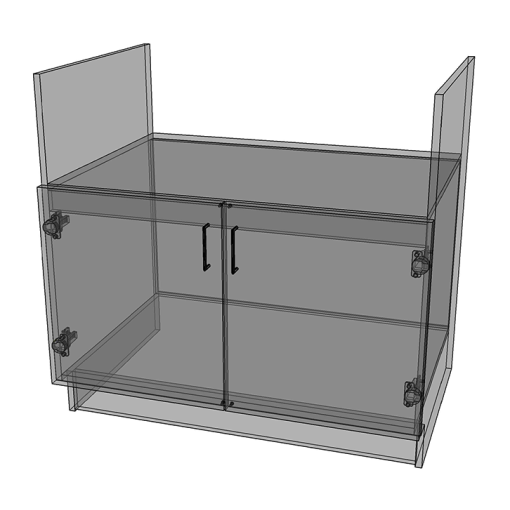 Farmer Sink Base - White Melamine Box - MDF Doors