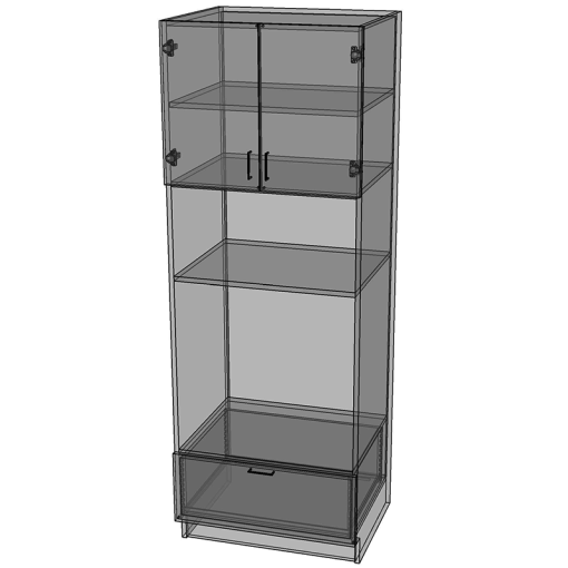 Double Oven 2-Doors/1-Drawer - Birch Plywood Box - Hardwood Doors