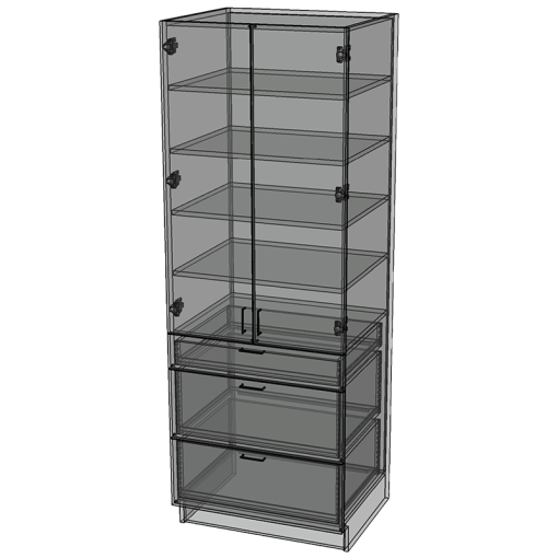 2-Door / 3-Drawer Utility Hutch - Birch Plywood Box - Hardwood Doors