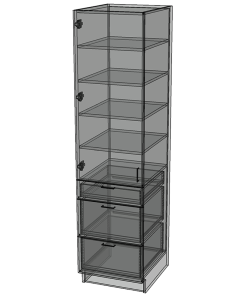 1-Door / 3-Drawer Utility Hutch - Birch Plywood Box - Hardwood Doors