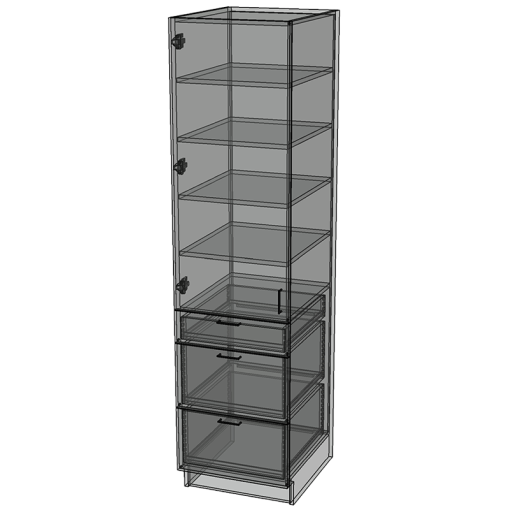 1-Door / 3-Drawer Utility Hutch - Birch Plywood Box - Hardwood Doors