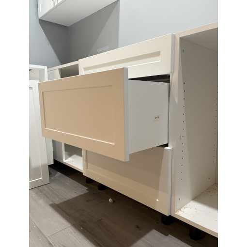 1-Door / 3-Drawer Utility Hutch - White Melamine Box - Thermofoil Doors - Image 8