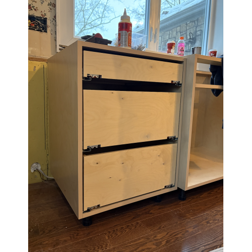 2-Door / 3-Drawer Utility Hutch - Birch Plywood Box - Hardwood Doors - Image 6