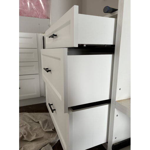 1-Door / 3-Drawer Utility Hutch - White Melamine Box - Thermofoil Doors - Image 4